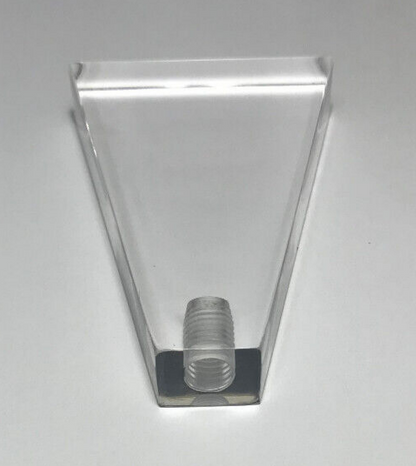 New Clear Acrylic Flat Triangle Lamp Harp Finial, 2 1/8" ht. 1/4-27F Tap (1/4")