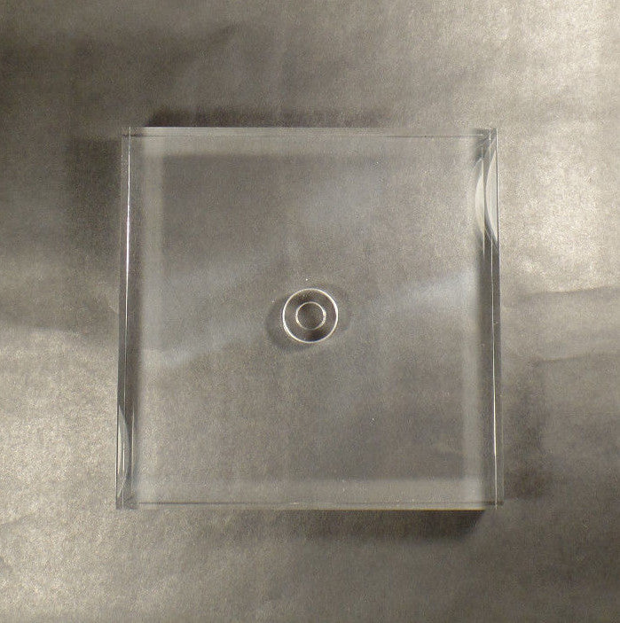 New 4" Diameter Clear Square Acrylic Lamp Base Break w/ Counter Sunk Center Hole