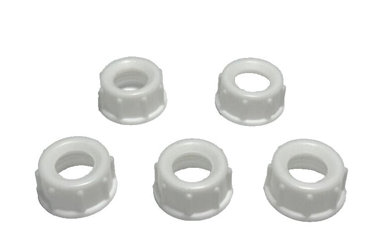 New, Lot of 5, White Bakelite (Plastic) Lamp Cord Bushings, 1/8F Tap (3/8") #905 - Stone Door Lamps