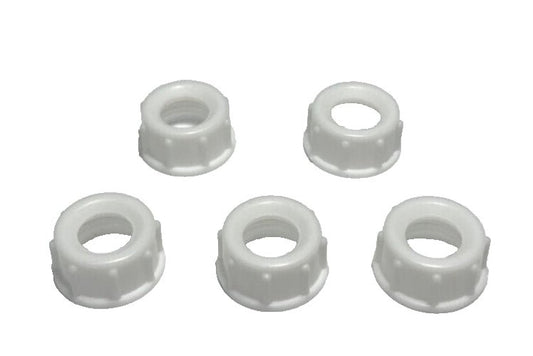 New, Lot of 5, White Bakelite (Plastic) Lamp Cord Bushings, 1/8F Tap (3/8") #905 - Stone Door Lamps
