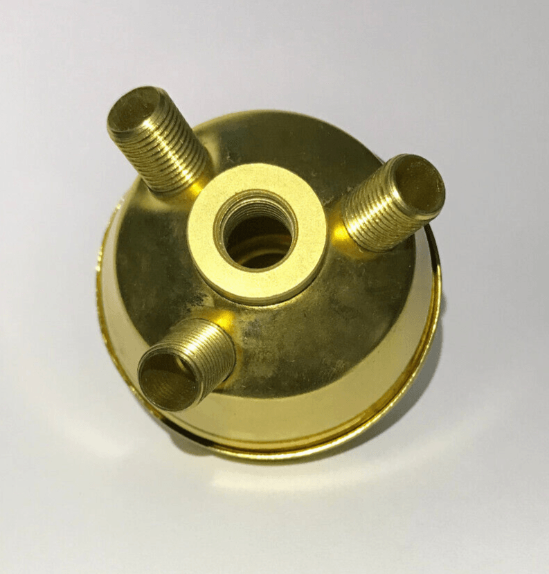 New Unfinished Brass Lamp Cluster Head, 3 - Lite, 3 Light, 1/8F Tap (3/8") #CH457U - Stone Door Lamps