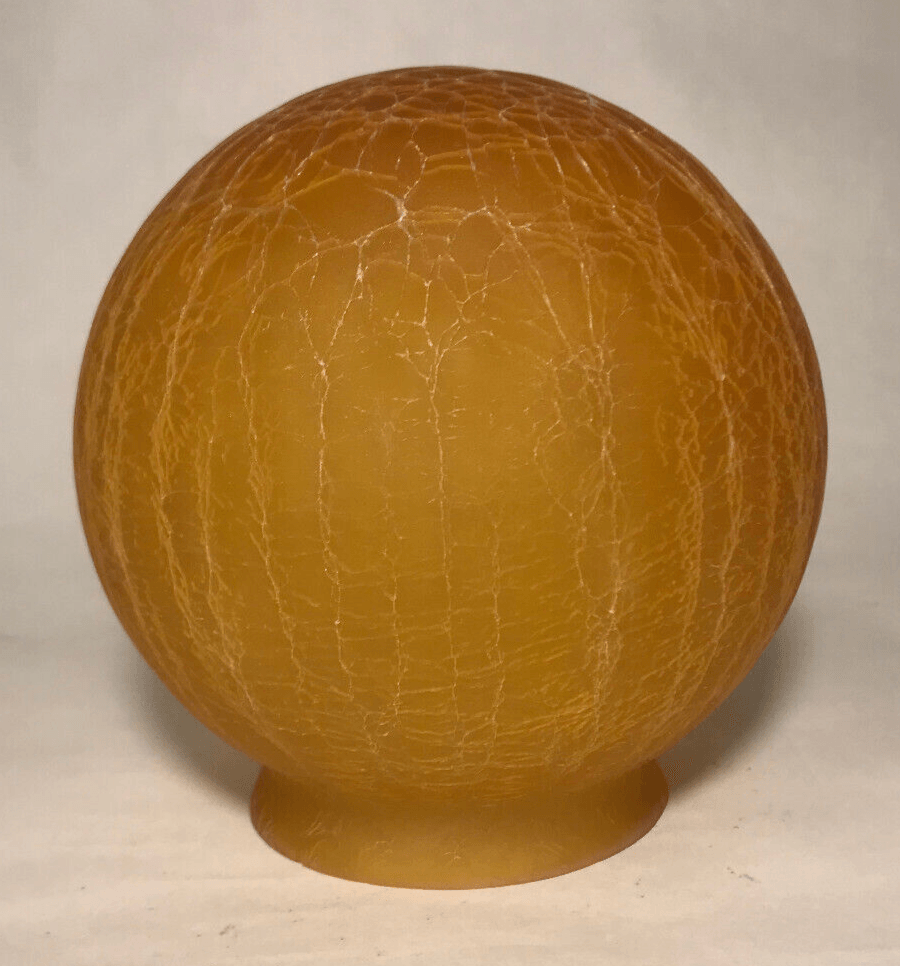 New Art Deco Amber Crackle Glass Lamp Shade, Ball Globe, 3 1/4" Fitter, #CS963 - Stone Door Lamps