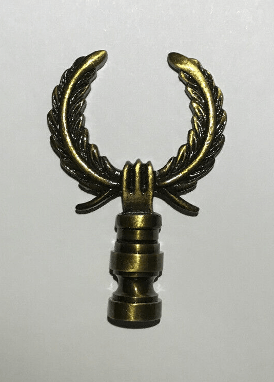 New 2 5/8" Solid Brass Lamp Finial, Antique Brass Finish, 1/4 - 27F #BF185A - Stone Door Lamps