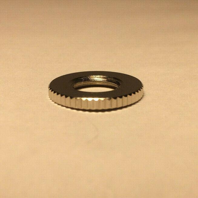 New Nickel Plated Brass Knurled Locknut, 1/8 IP Threads, 3/4" O.D. #LN720N - Stone Door Lamps