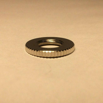 New Nickel Plated Brass Knurled Locknut, 1/8 IP Threads, 3/4" O.D. #LN720N - Stone Door Lamps