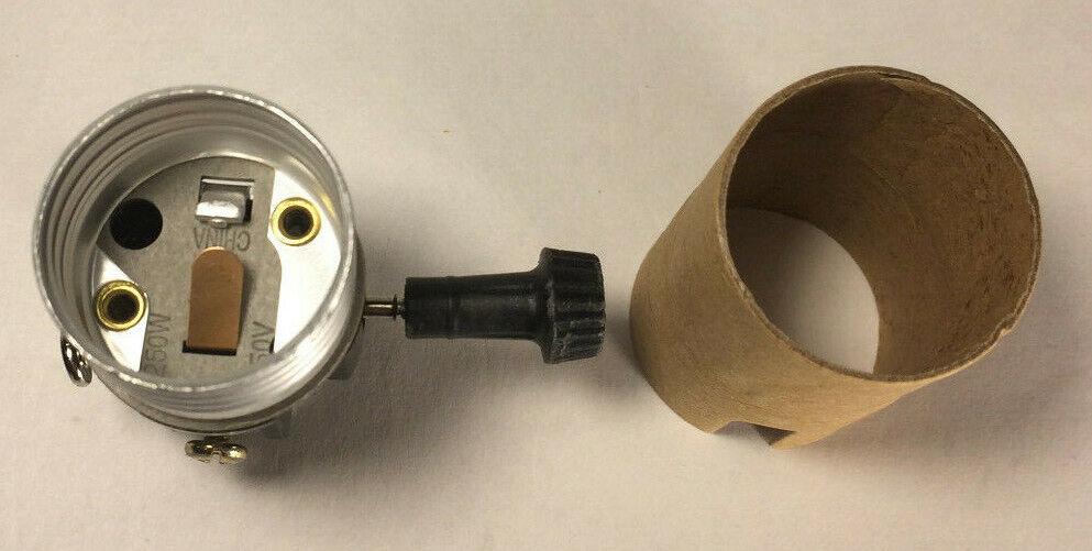 New 3 - Way Turn Knob Lamp Socket Interior w/ 1/8F Hickey & Paper Insulator SO112i - Stone Door Lamps