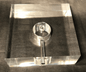 New 5.5" Wide, 2" Thick Clear Square Acrylic Lamp Base, Center Hole, Side Outlet - Stone Door Lamps