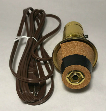 New Make A Bottle Lamp Kit With 2 1/4" Cork Base And 6 ft. Brown Cord #BK352