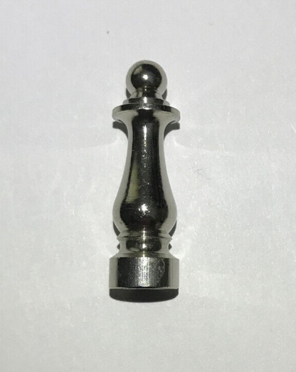 New 1 1/2" Column Style Brass Lamp Finial, Nickel Plated Finish, 1/4-27F, BF950N