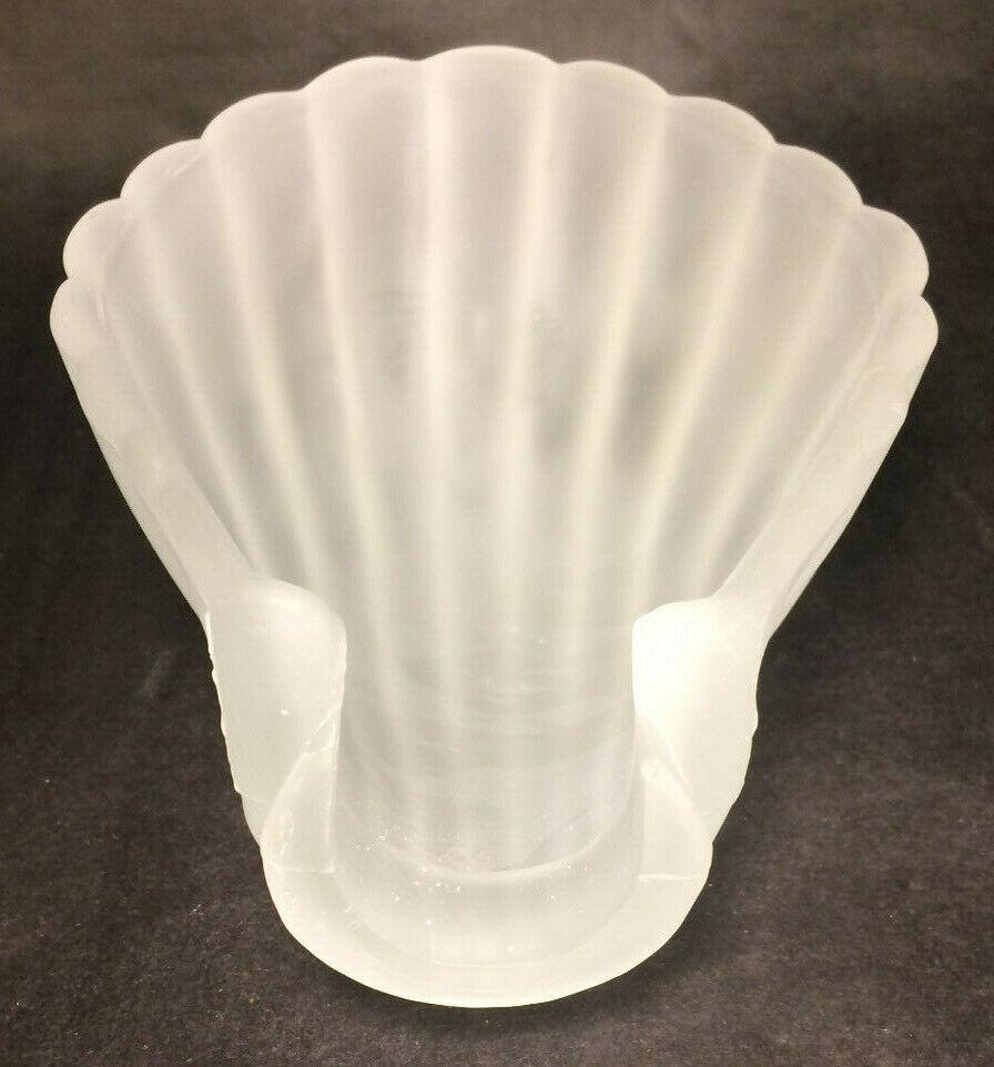 New Crystal Etched Shell Shaped Desk Lamp Fixture Shade, 2 1/4" Fitter 7.5" Long - Stone Door Lamps