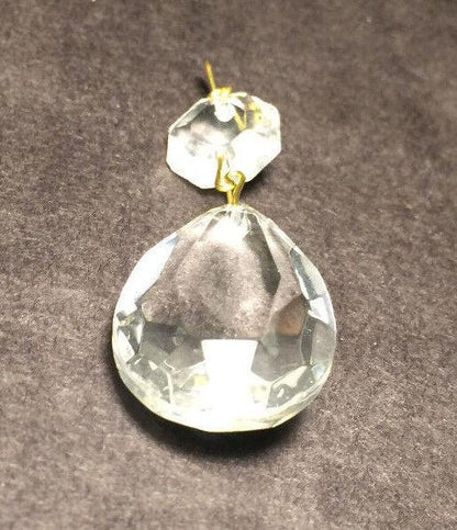 New 1 1/2" (38mm) Clear Glass Pendalogue Prism, Brass Pin Chandelier Lamp #PR090 - Stone Door Lamps