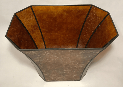 New Rectangle Mica Lamp Shade, Antique Amber Cut Corner, Copper Foil Frame - Stone Door Lamps
