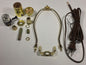 Table Lamp Wiring Kit With 8" Brass Plated Harp, 3 Way Socket, 8 ft. Brown Cord - Stone Door Lamps