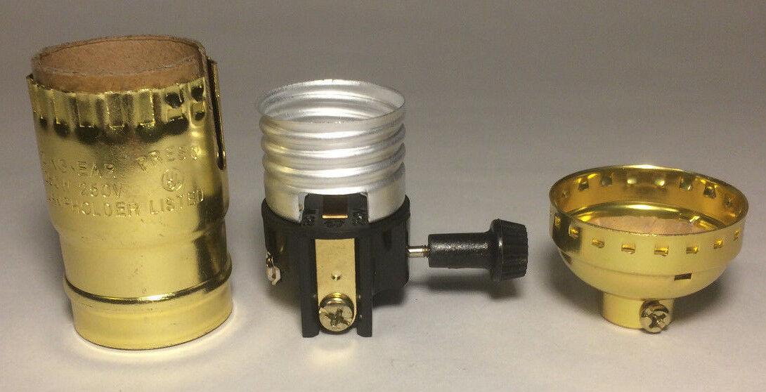 NEW 3 Way Turn Knob Lamp Socket for standard size Light Bulbs #CS346 - Stone Door Lamps