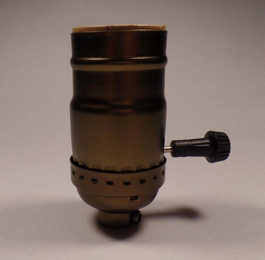 New 3 - Way Antique Brass Finish Medium Base Turn Knob Lamp Socket SO346A - Stone Door Lamps