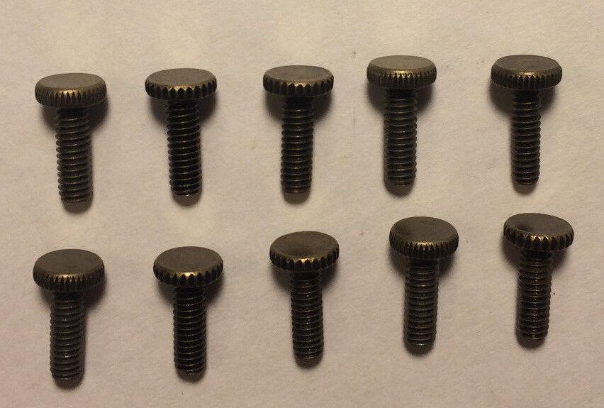 New Lot Of 10 Steel 1/2" Long Antique Brass Finish Thumbhead Screws 8/32 Thread - Stone Door Lamps