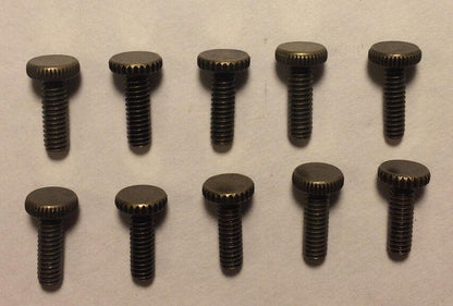 New Lot Of 10 Steel 1/2" Long Antique Brass Finish Thumbhead Screws 8/32 Thread - Stone Door Lamps