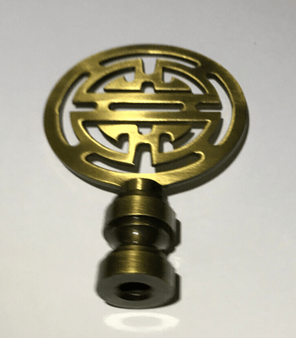 New 2 3/4" Brass Oriental Lamp Finial, Antique Brass Finish, 1/4 - 27F #BF161A - Stone Door Lamps