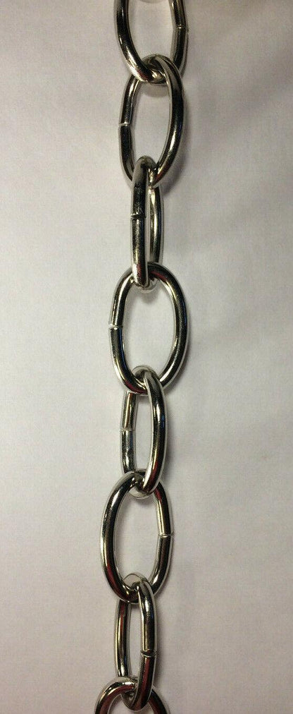 New 3', 5 Gauge Nickel Plated Oval Steel Chandelier Fixture Lamp Chain #FC990N - Stone Door Lamps