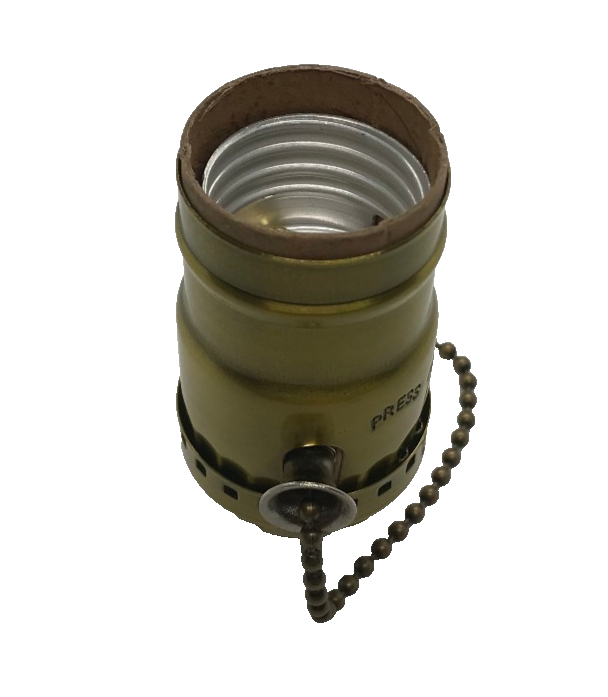 New On/Off Pull Chain Lamp Socket, Solid Brass, Antique Brass Finish #SO286A