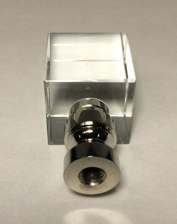 New Clear Crystal Cube Lamp Harp Finial, Nickel Base, 1 3/4" ht., 1/4 - 27 #LF090 - Stone Door Lamps