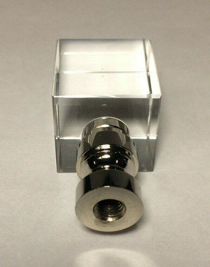 New Clear Crystal Cube Lamp Harp Finial, Nickel Base, 1 3/4" ht., 1/4 - 27 #LF090 - Stone Door Lamps