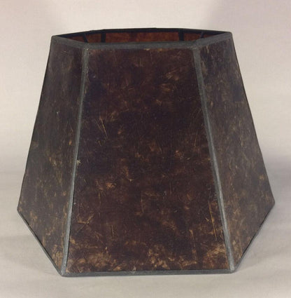 9" x 14" x 10" Antique Amber Hexagon Style Mica Bridge Floor Lamp Shade #MS704M - Stone Door Lamps