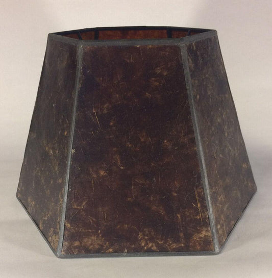 9" x 14" x 10" Antique Amber Hexagon Style Mica Bridge Floor Lamp Shade #MS704M - Stone Door Lamps