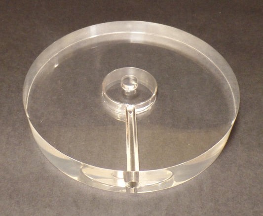 New Clear Round Acrylic Lamp Base w/ Center Hole & Side Outlet, 6 1/4" Diameter
