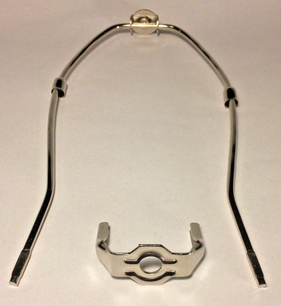 New 10" Nickel Finish Lamp HARP Shade Holder w/Base for Lamp Repair #HAR60N - Stone Door Lamps