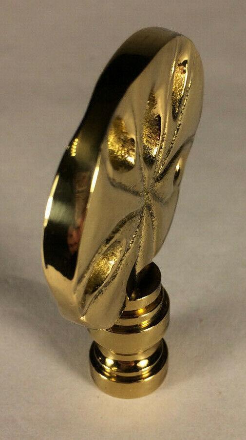 New 2 1/2" Sand Dollar Cast Brass Lamp Harp Finial, Polished & Lacquered #LF067 - Stone Door Lamps
