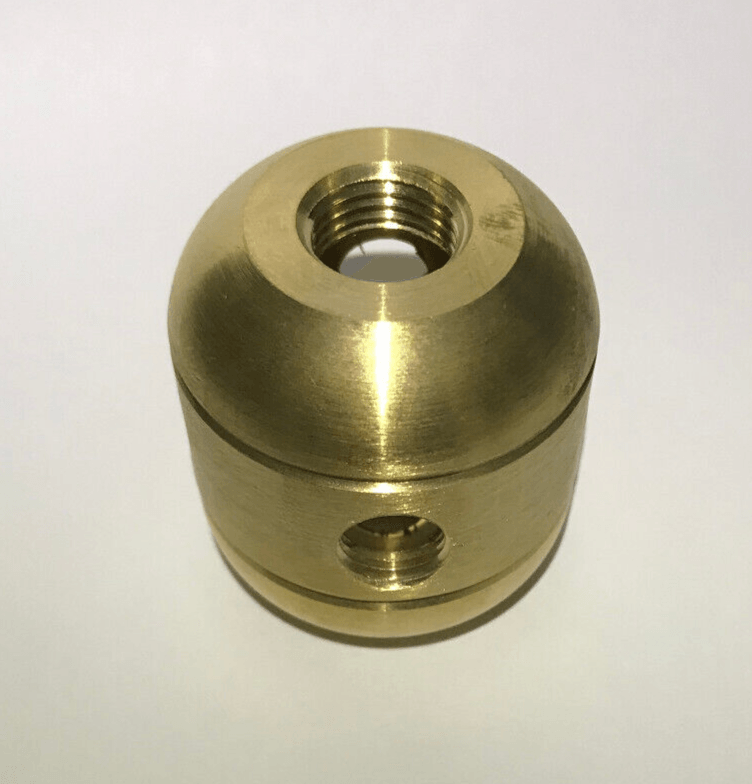 New Large Turned Brass 2 Pc. Lamp Cluster Body, 4 Holes, 1/4F Bottom, Unfinished - Stone Door Lamps