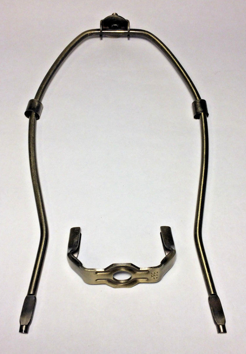12" Antique Finish Heavy Brass Lamp HARP Shade Holder + Base for Lamp Repair