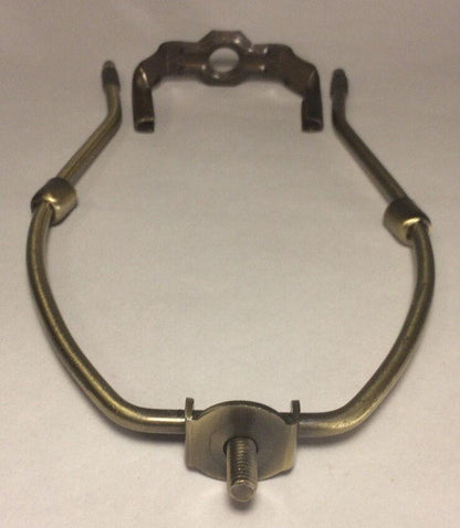 7" Heavy Antique Finish Brass Lamp HARP Shade Holder + Base for Lamp Repair - Stone Door Lamps
