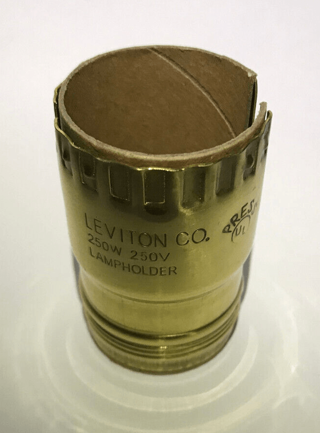 New Leviton Brand Brass Uno Socket Shell W/ One Slot, Electrolier Size, Polished - Stone Door Lamps
