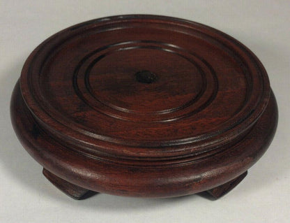 New 4" Footed Oriental Wooden Lamp Base w/ Rosewood Finish 1/8 IP Slip #WB252R - Stone Door Lamps