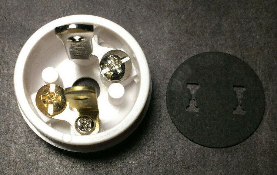 New White Acorn Early Electrical Style Lamp Plug for Antique Lamps + Insulator - Stone Door Lamps