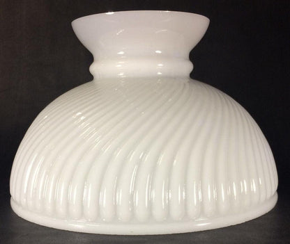 New 10" Opal White Milk Glass Rib Swirl Student Lamp Shade, USA made, #SH010 - Stone Door Lamps
