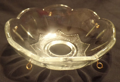 NEW 4" Pressed Glass Round Lamp Prism Chandelier Bobeche w/ 5 Brass Pins #BB902