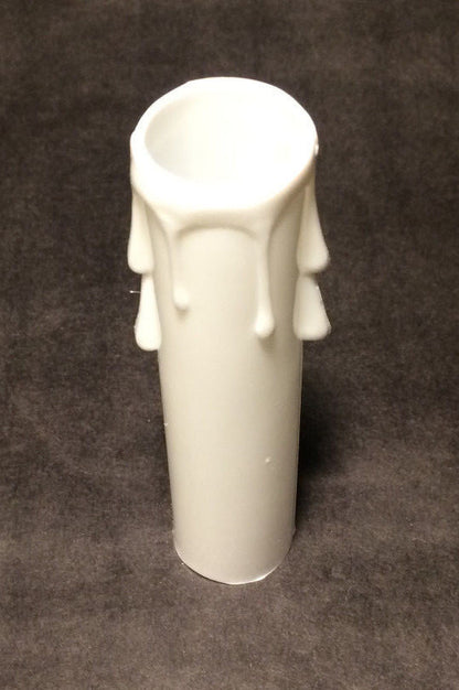 New 4" WHITE PLASTIC CANDELABRA SOCKET Chandelier CANDLE COVER WITH DRIPS #CC801