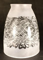 New 2 1/4" Fitter, 5" Ht. Venicia Satin Etched Fixture Shade With Clear Filigree - Stone Door Lamps
