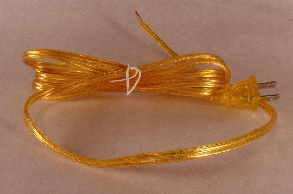 NEW 8' Clear Gold 18/2 Plastic Covered Lamp Cord Plug Set SPT - 2,U.L., #CS812 - Stone Door Lamps