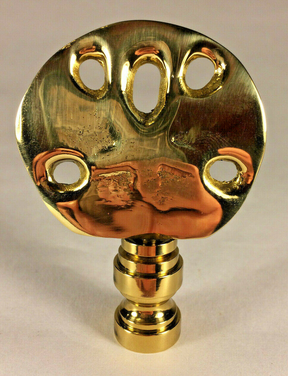 New 2 1/2" Sand Dollar Cast Brass Lamp Harp Finial, Polished & Lacquered #LF067