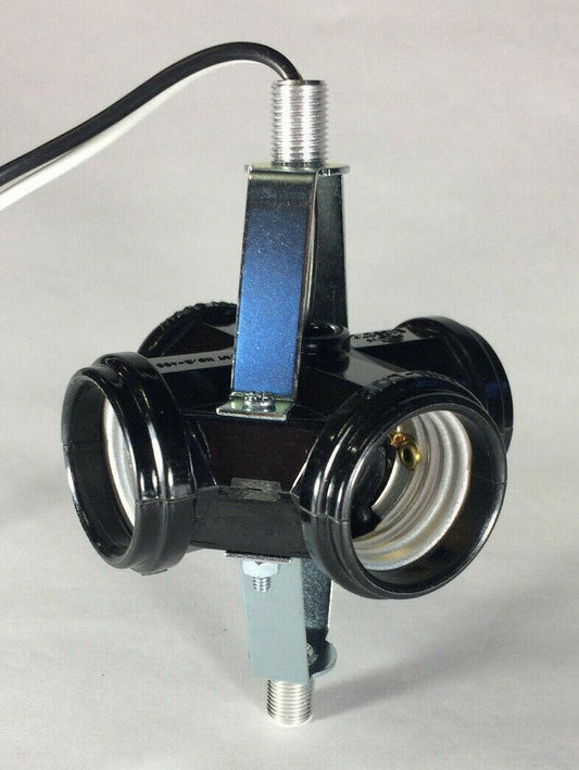 New Phenolic 4 Light Edison Base Socket Cluster w/ 7" Wire Leads, 3.5" Ht. SC702 - Stone Door Lamps