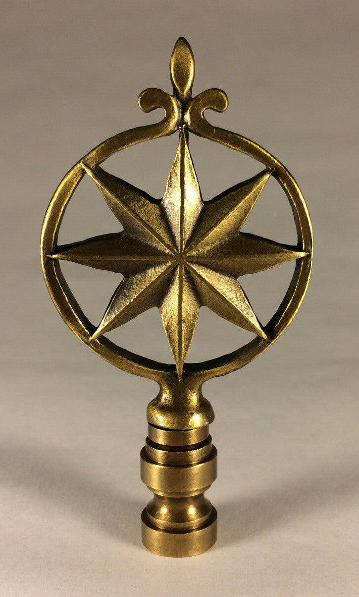 New 3 1/8" Cast Metal Lamp Harp Finial With Antique Finish, 1/4-27F Tap LF026A