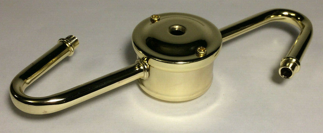 New S-Type 2-Arm Lamp Cluster Body, Brass Plated Steel, 7 1/2" Across #LC408