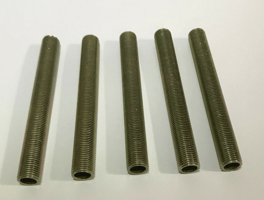 Lot Of 5, 6" ,1/8 IP Zinc Plated Steel Lamp Nipples 3/8" O.D. Rust Resistant - Stone Door Lamps