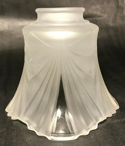 New Paneled Art Deco Crystal Etched Fixture Shade, Clear Panels, 2 1/4" Fitter - Stone Door Lamps