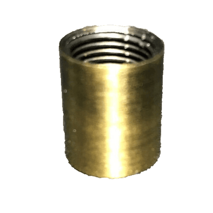 New Brass Lamp Pipe Coupling, Antique Brass Finish, 9/16" ht., 1/8F(3/8") BC936A - Stone Door Lamps