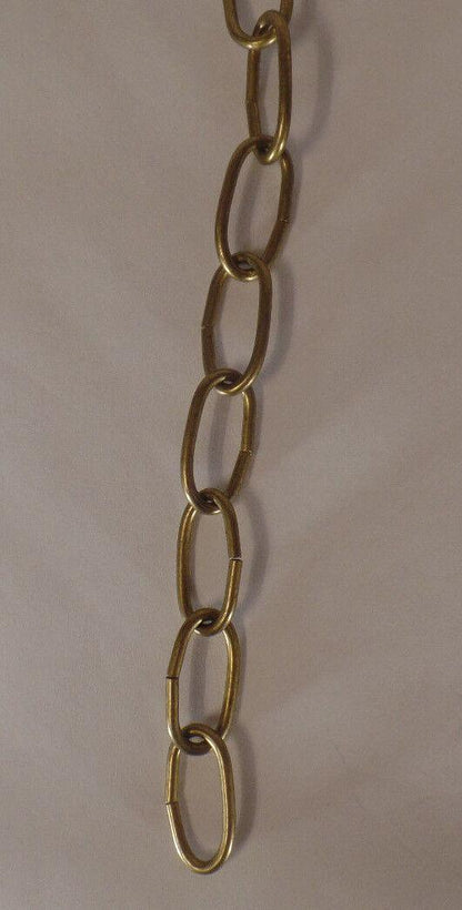 New 3' Antique Brass 10 Gauge Steel Chandelier Fixture Oval Lamp Chain #FC998 - Stone Door Lamps